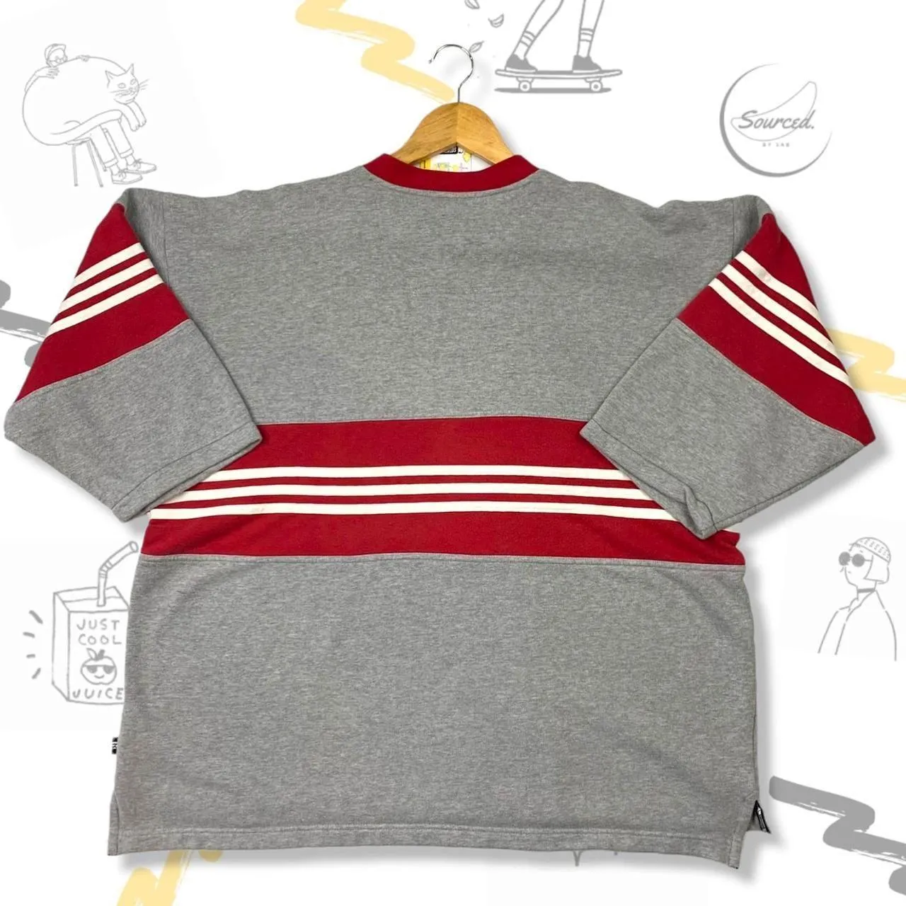 Adidas Embroidered V-neck Sweatshirt (L)