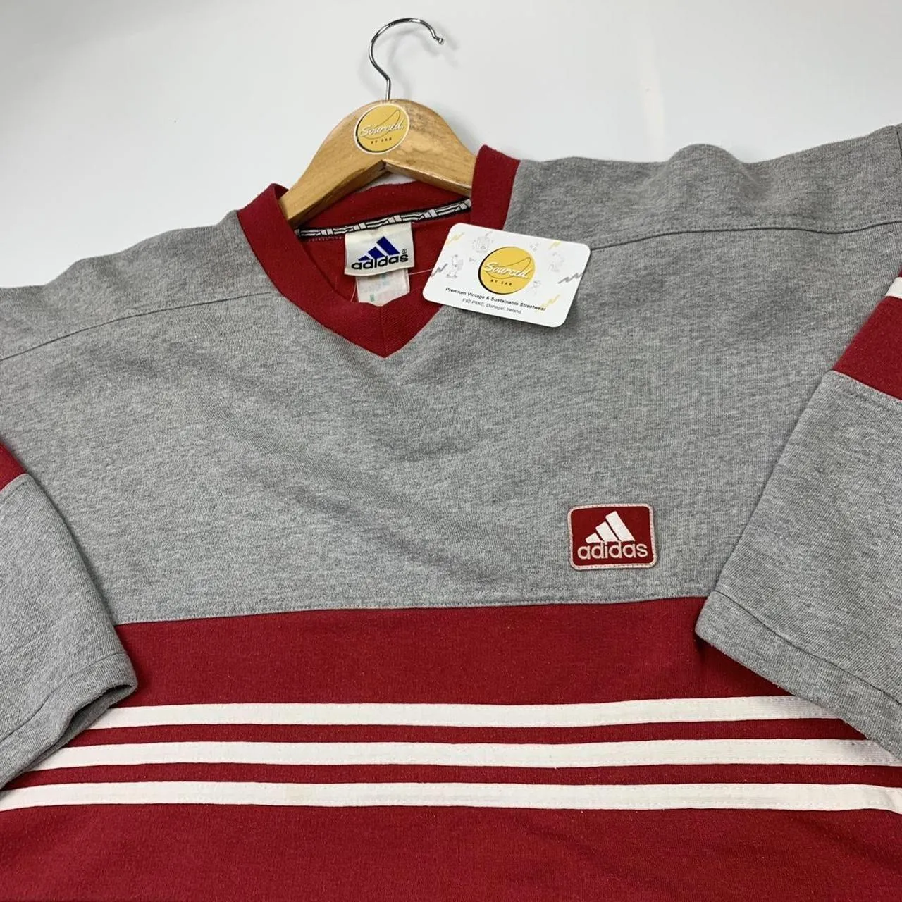 Adidas Embroidered V-neck Sweatshirt (L)