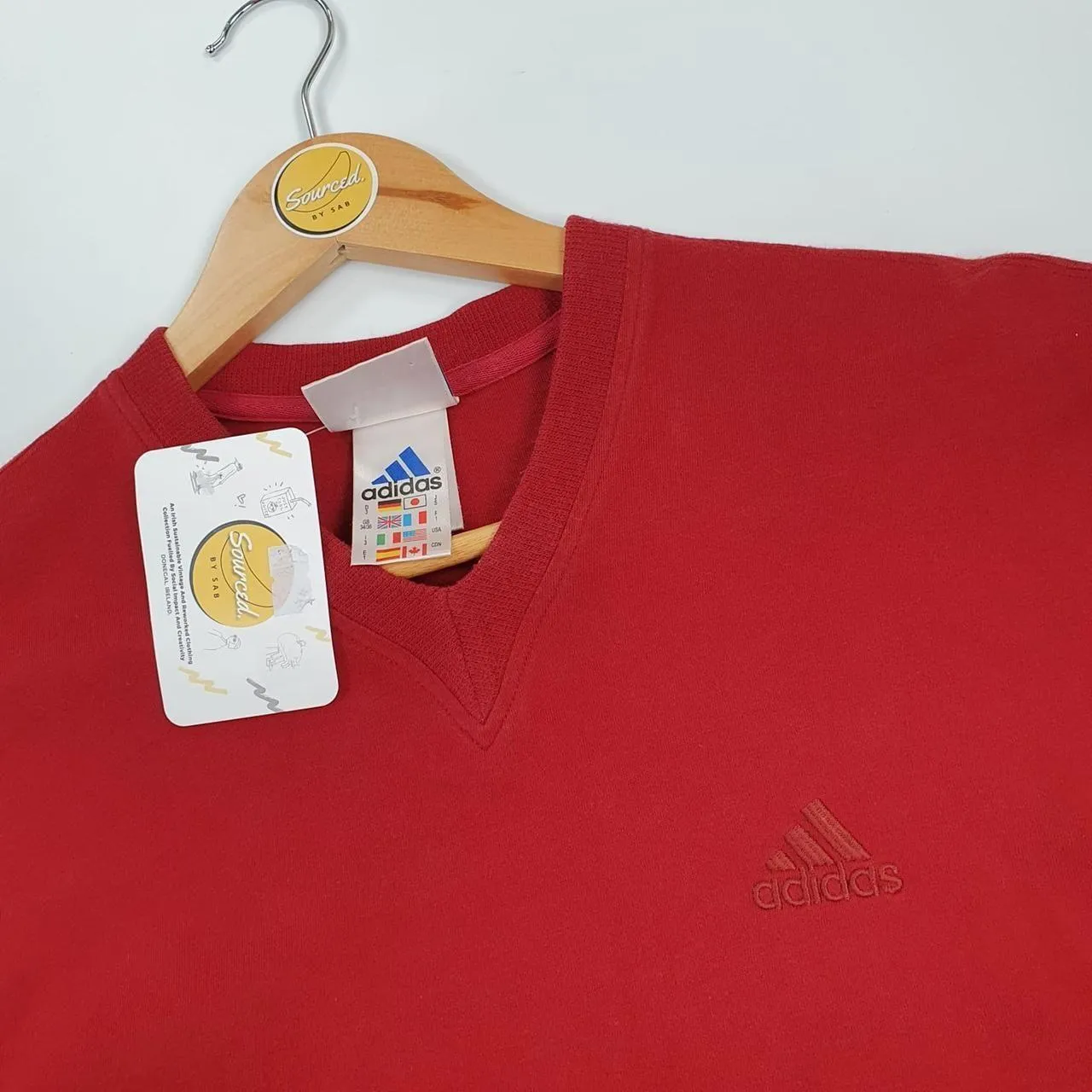 Adidas Embroidered V Neck T-shirt (S)