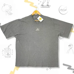 Adidas Ribbed Embroidered Grey T-shirt (XL)