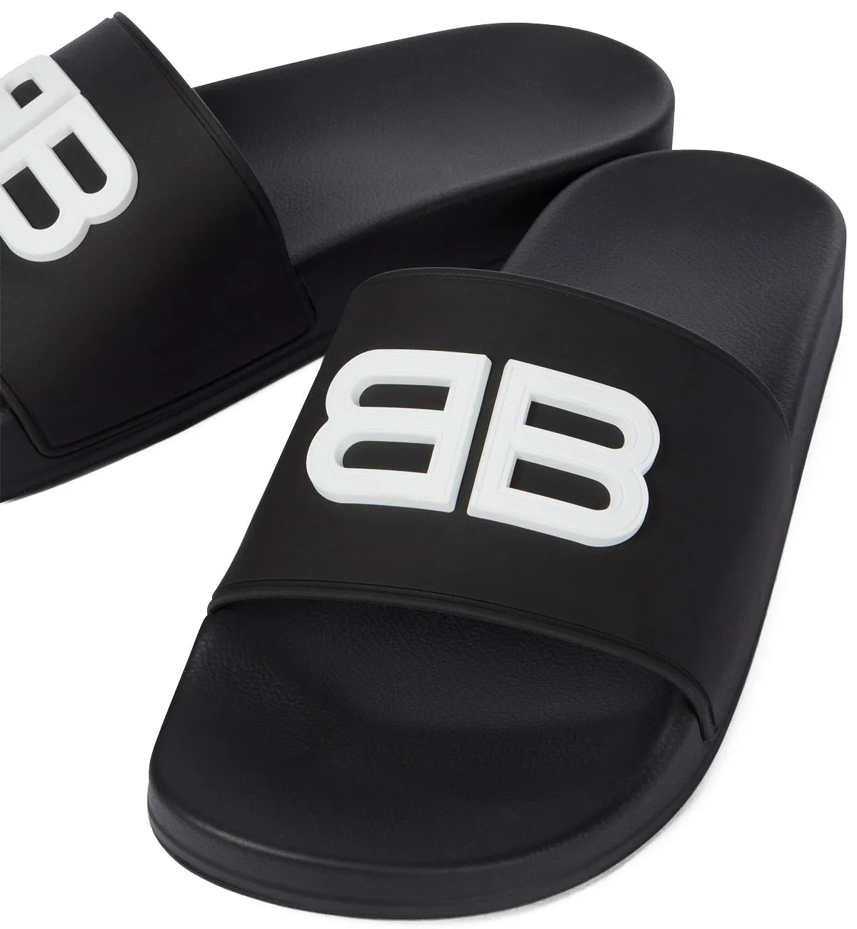 Balenciaga Double B Pool Slides (Black)
