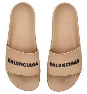 Balenciaga Pool Slides (Beige Comb)