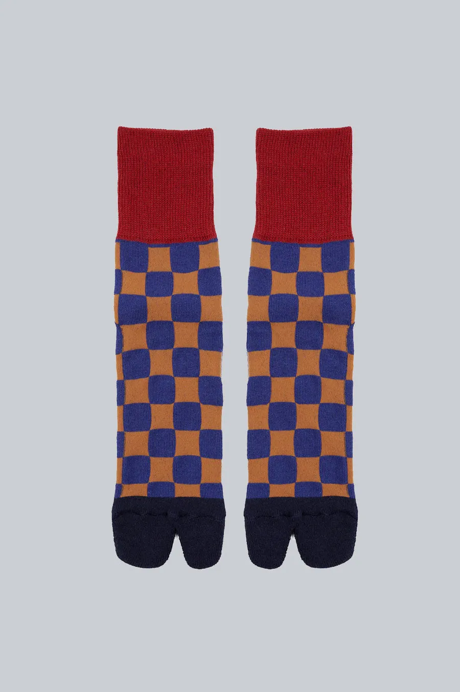 BRAIN DEAD TABI CHECKER QUARTER CREW SOCK NAVY