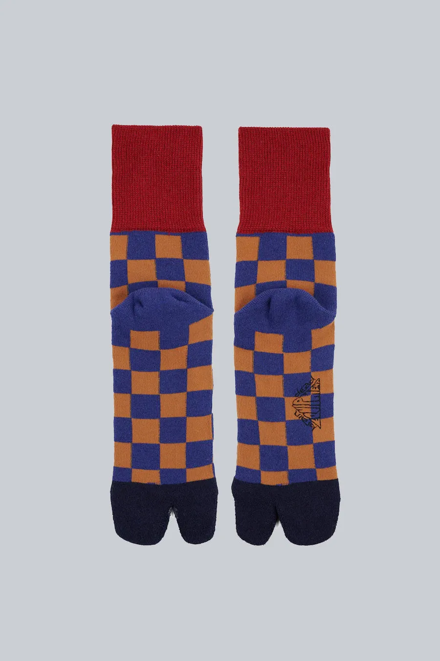 BRAIN DEAD TABI CHECKER QUARTER CREW SOCK NAVY