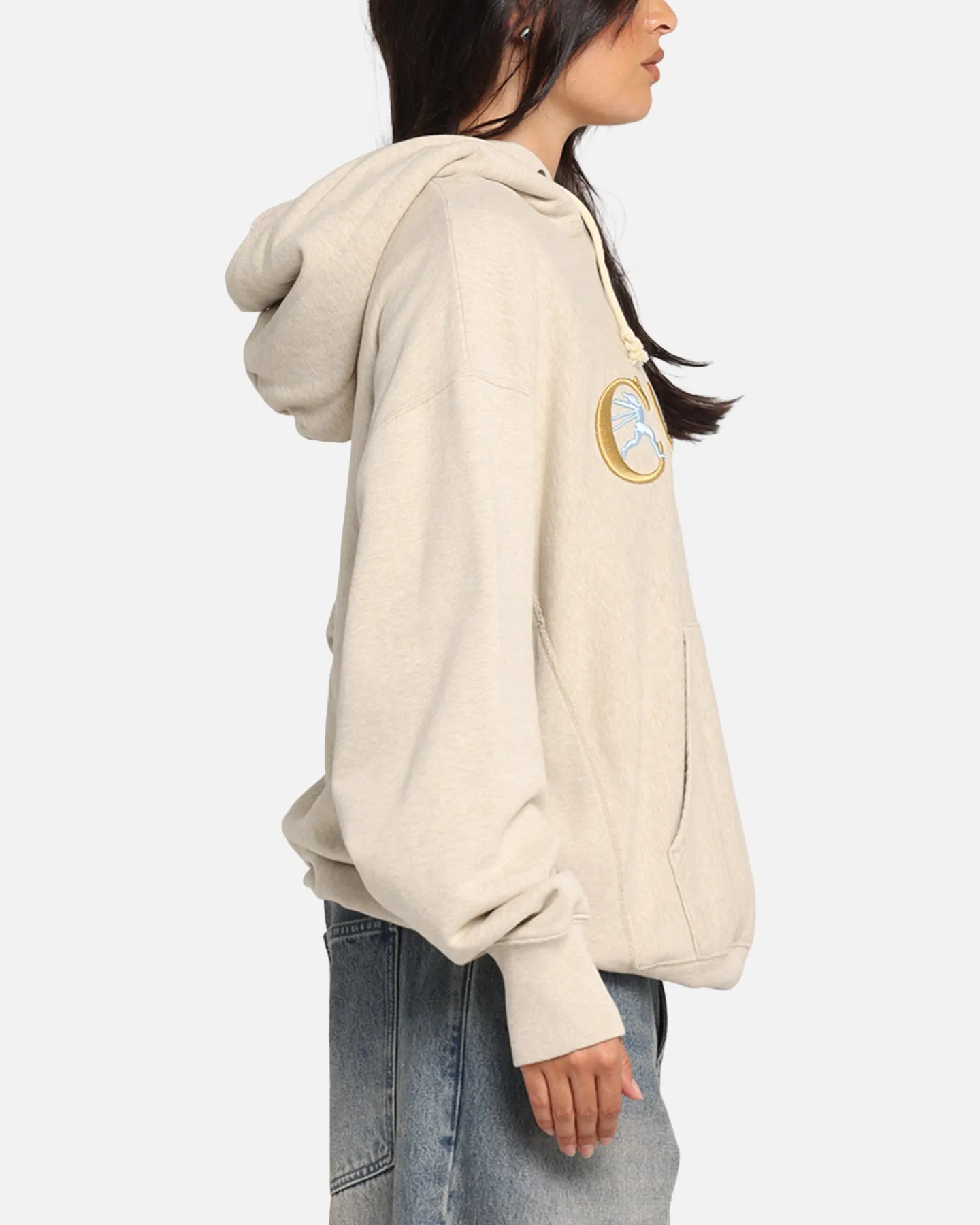 Champion Vintage Logo Sweatshirt Hoodie Oatmeal Heather