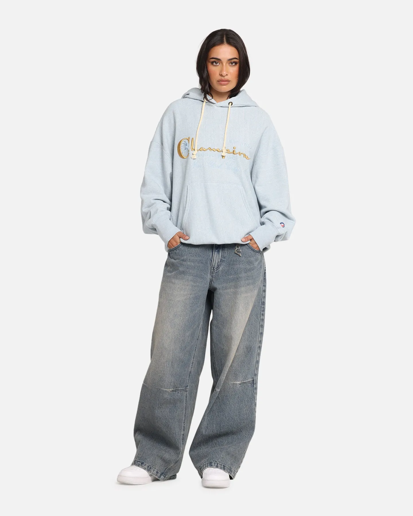 Champion Vintage Logo Sweatshirt Hoodie Oxford Grey Heather