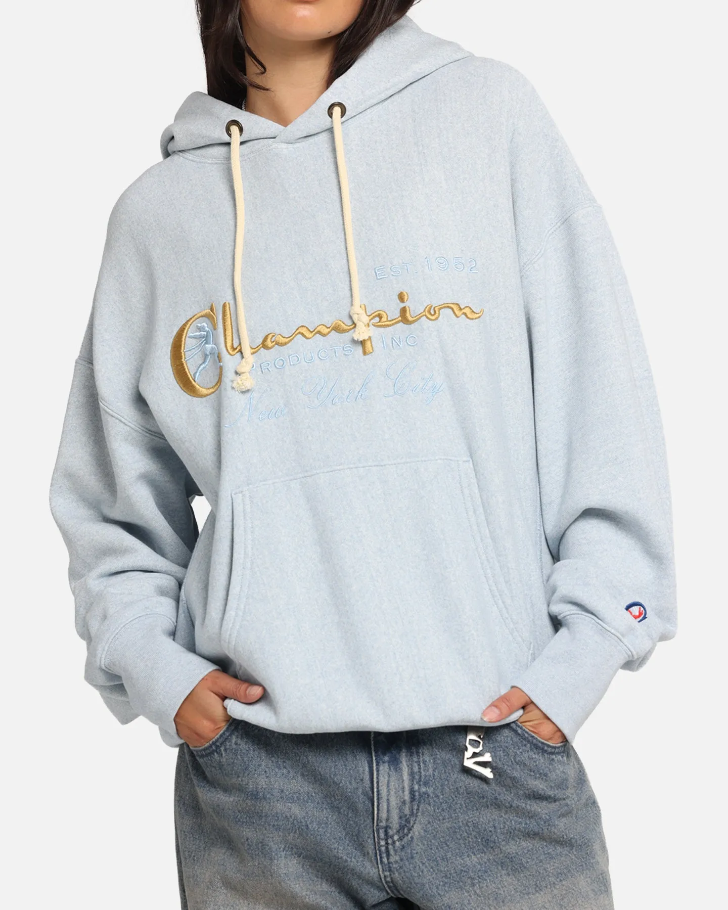 Champion Vintage Logo Sweatshirt Hoodie Oxford Grey Heather