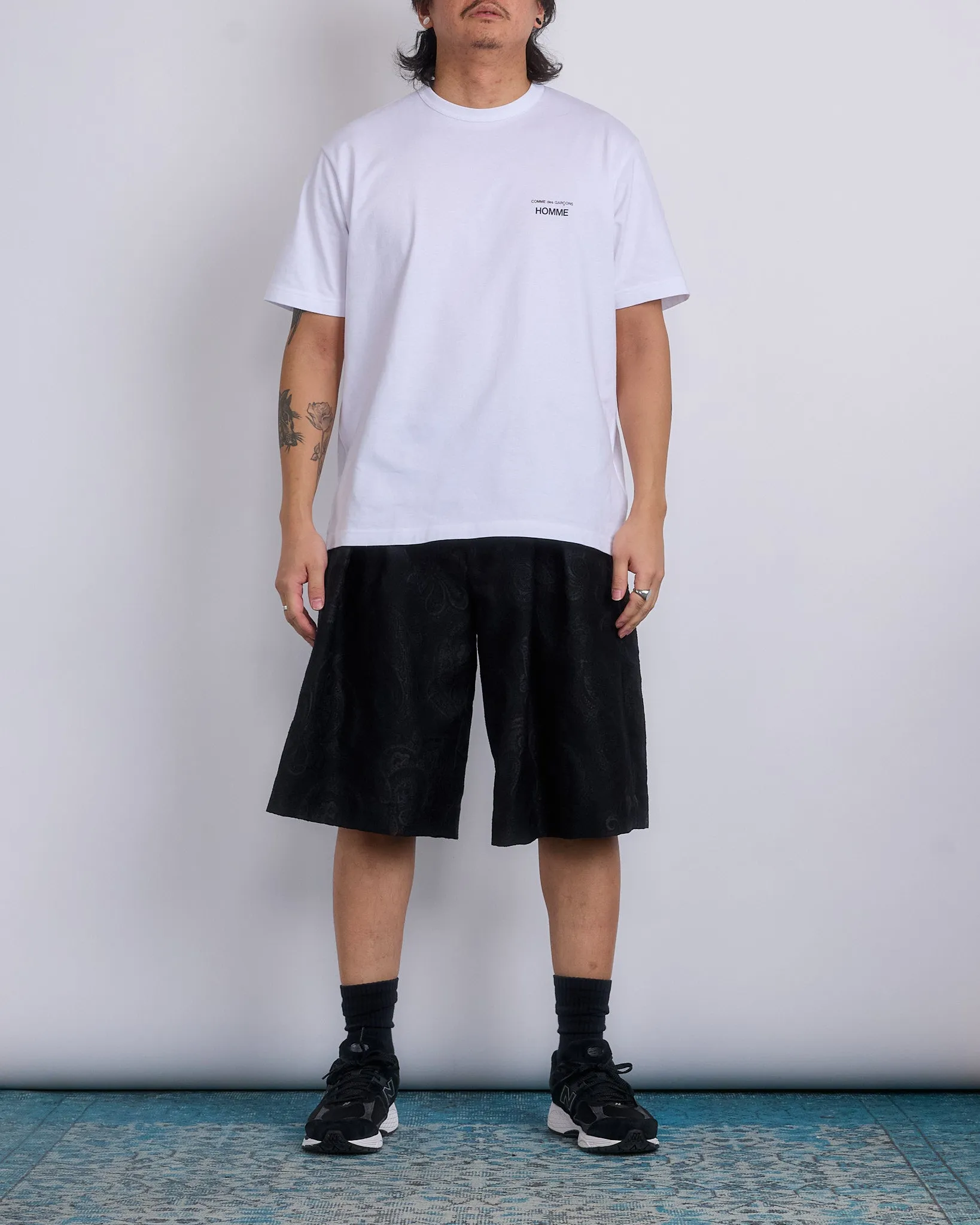 COMME des GARONS HOMME  Plus Pleated Wool Blend Paisley Short Black