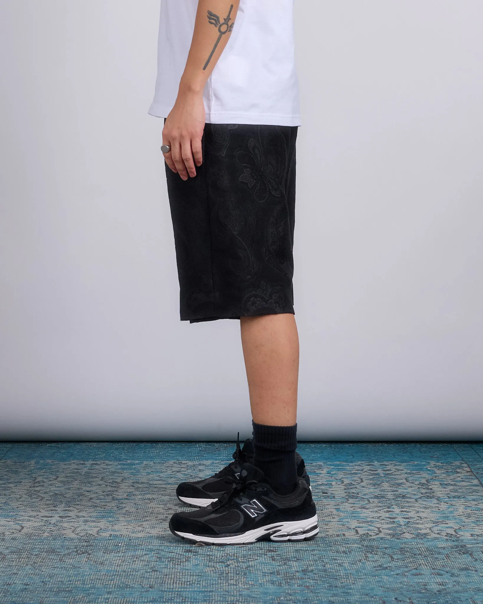 COMME des GARONS HOMME  Plus Pleated Wool Blend Paisley Short Black