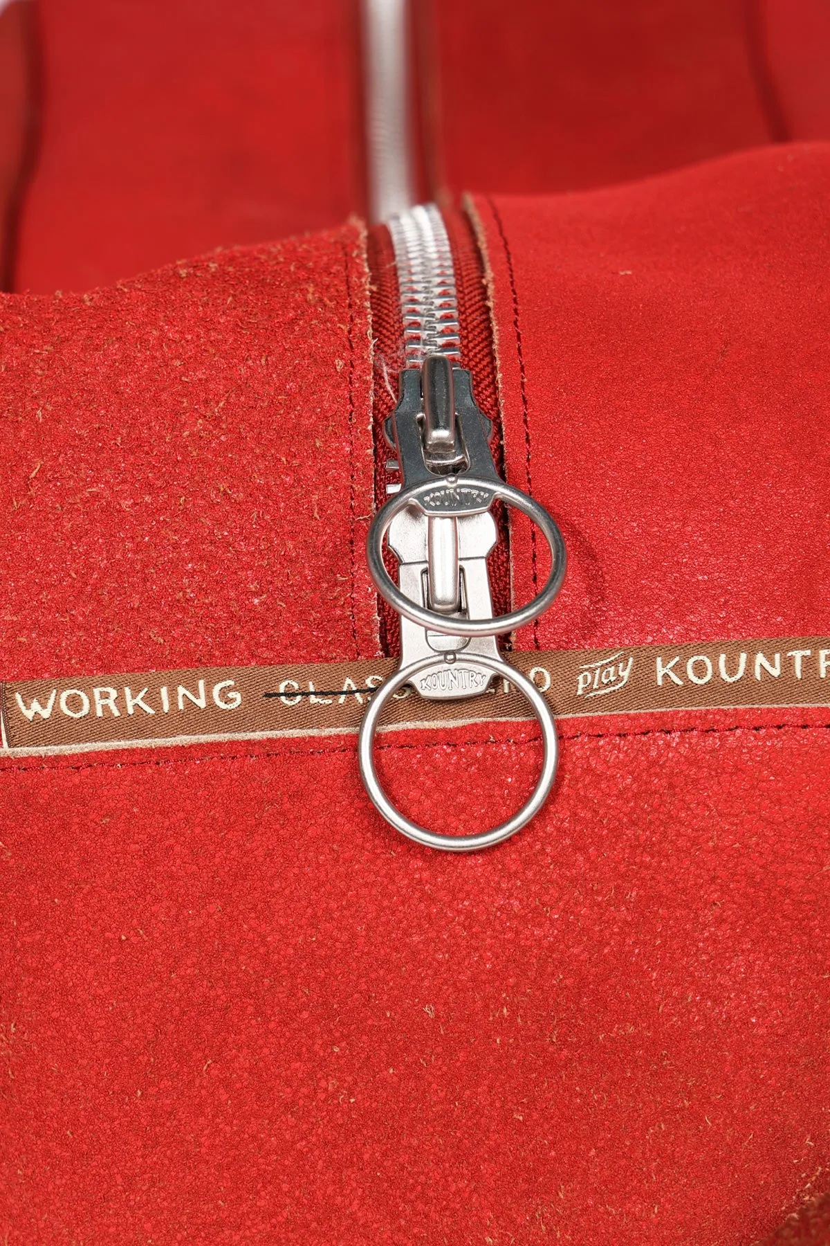 Crack Leather FARGO Bag (BONE PALM) - Red