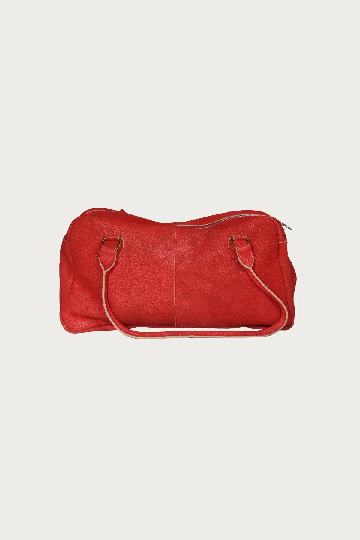 Crack Leather FARGO Bag (BONE PALM) - Red