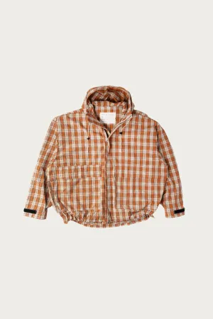 Cropped Outdoor Jacket - Orange/Brown Check