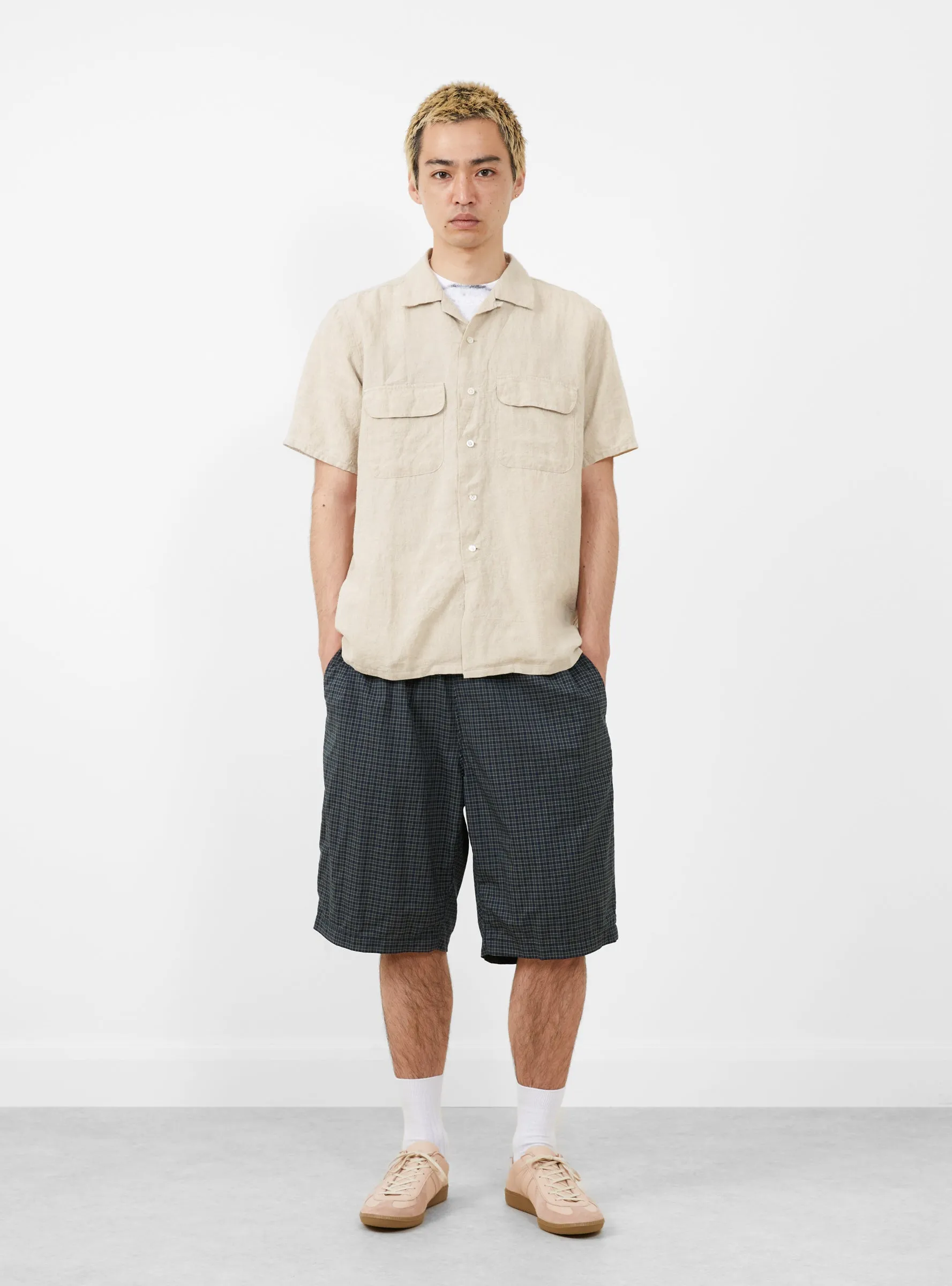 Easy Shorts Washable Wool Green Plaid