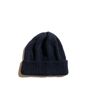 Found Feather Knit Roll Watch Cap Cotton Knit Navy