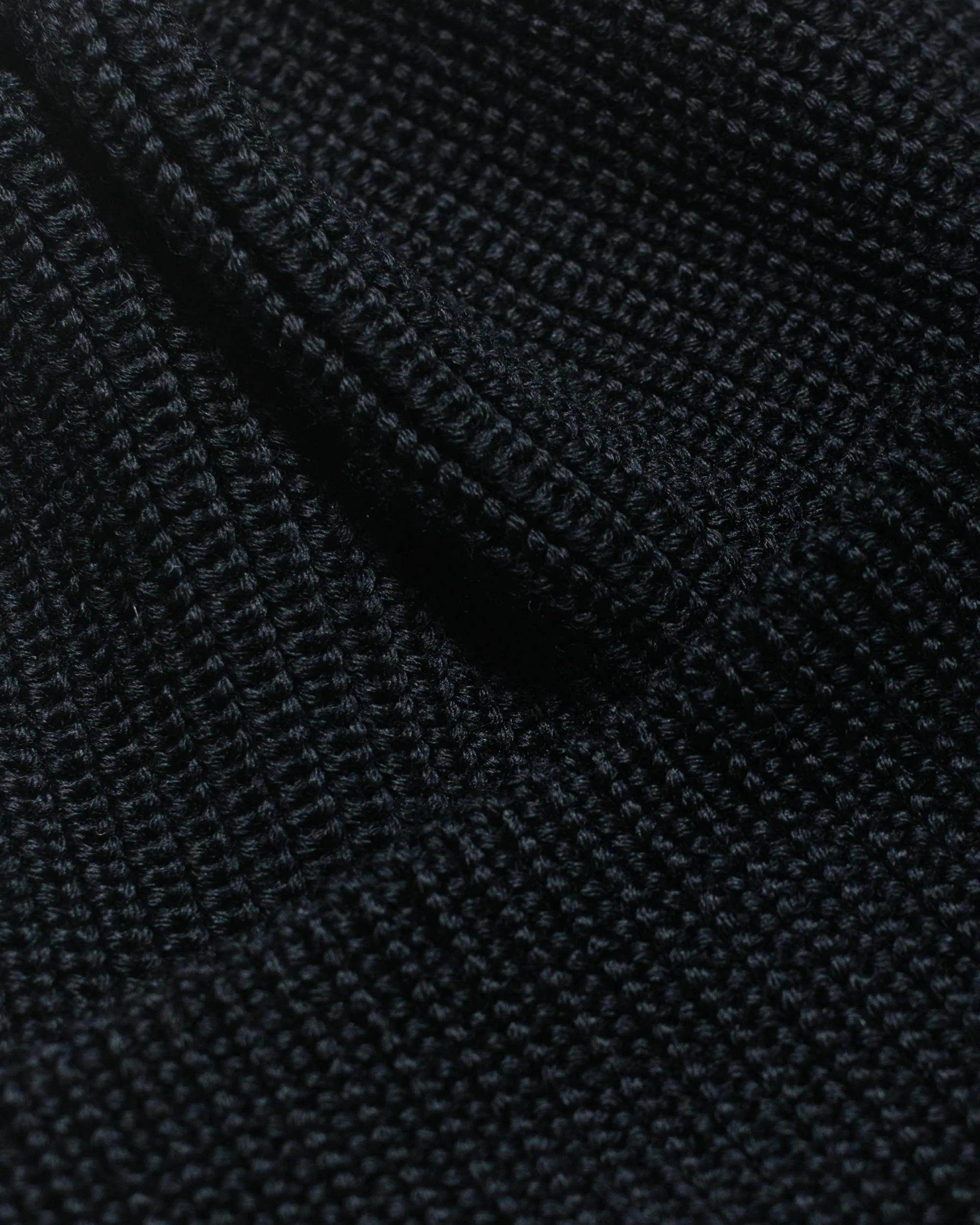 Found Feather Knit Watch Cap Italian Merino Wool Black