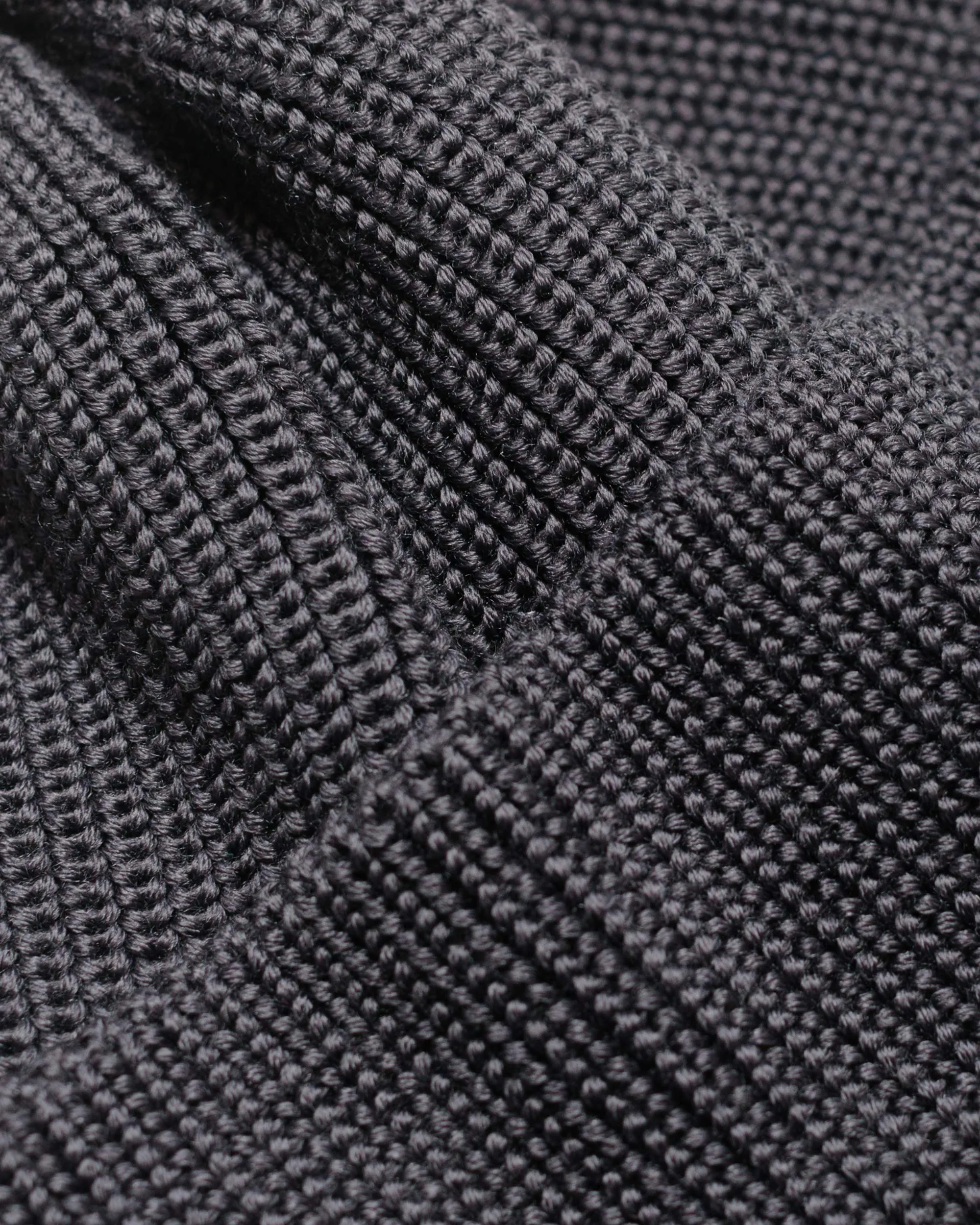 Found Feather Knit Watch Cap Italian Merino Wool Charcoal