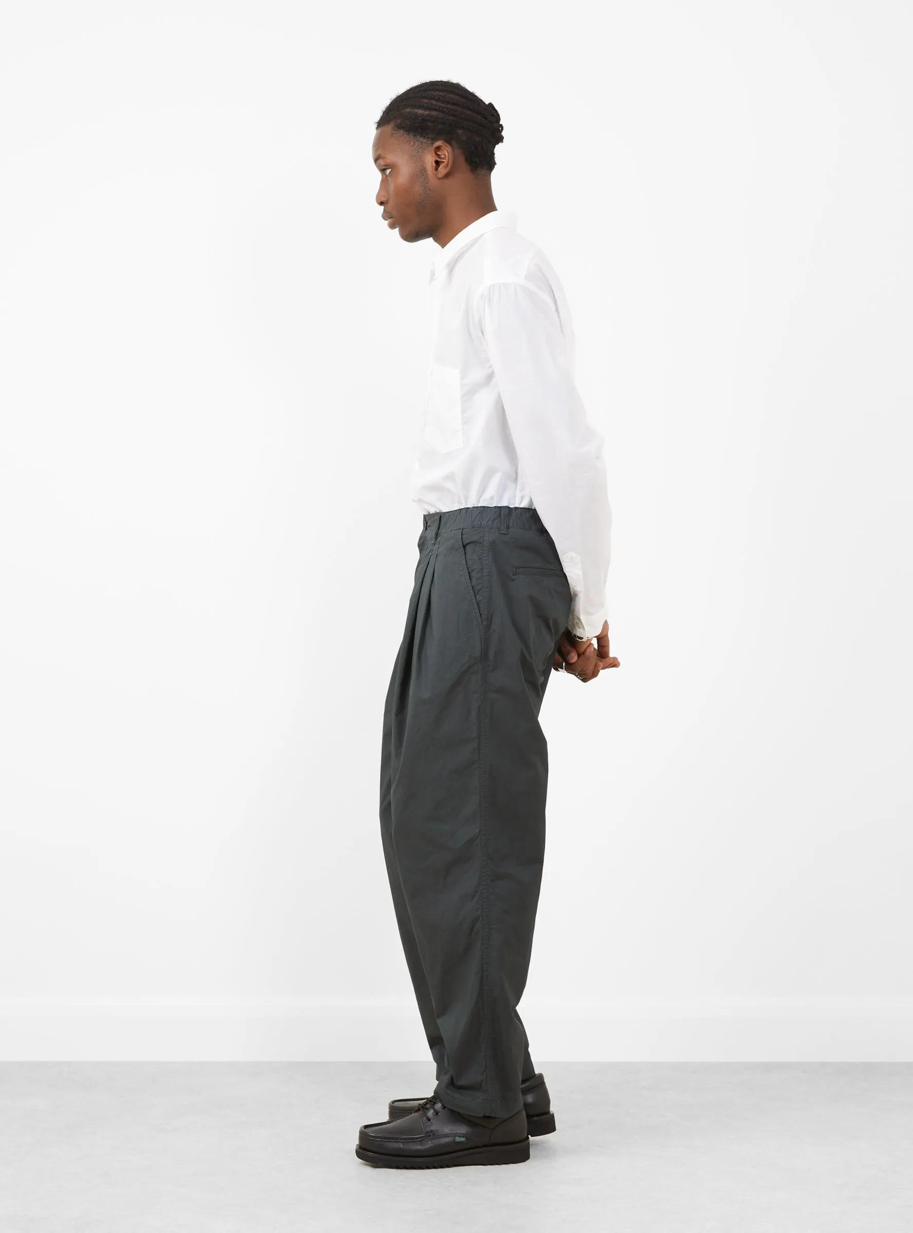 Garment-Dye 2 Tuck Pants Green Charcoal
