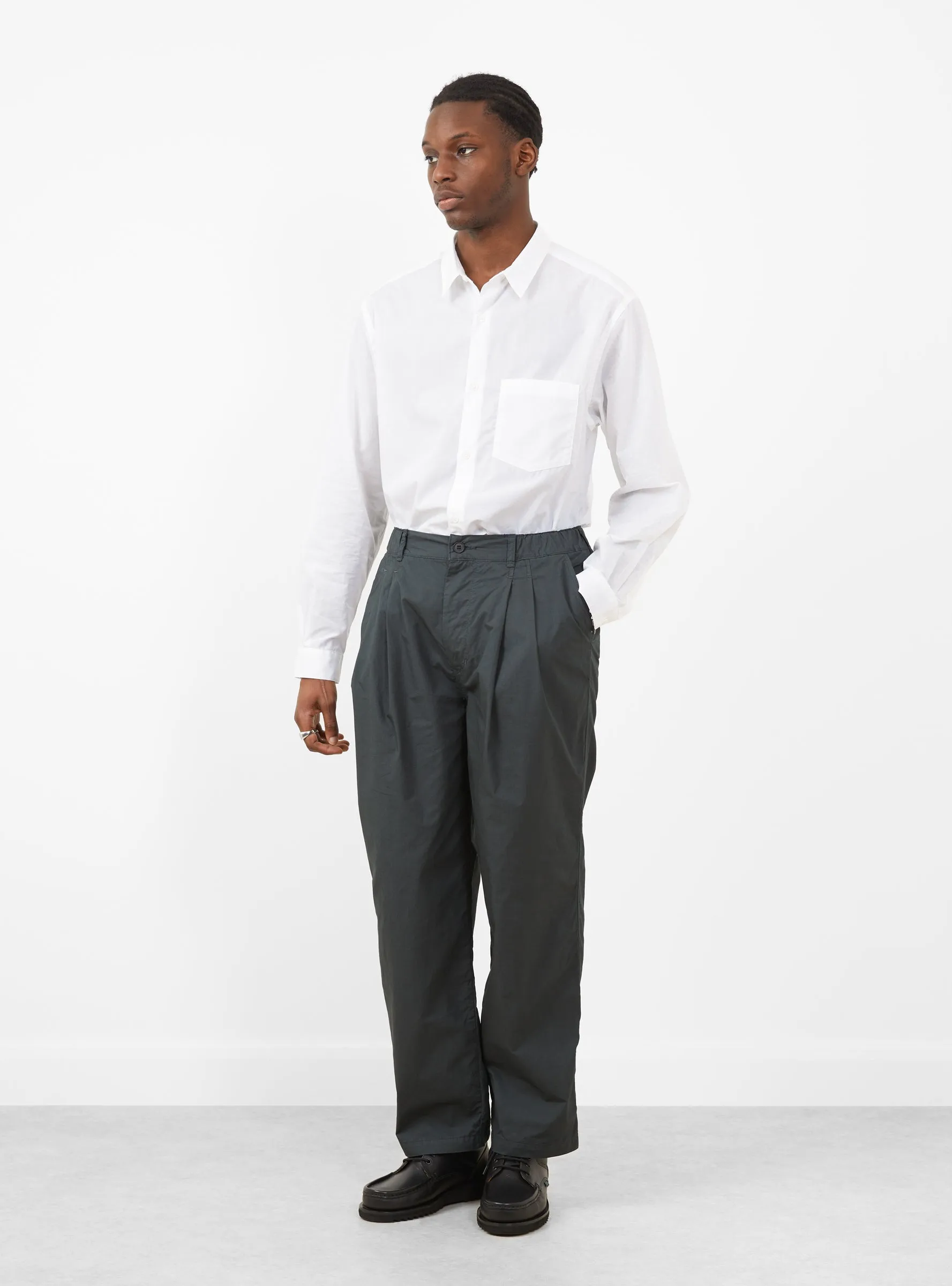 Garment-Dye 2 Tuck Pants Green Charcoal