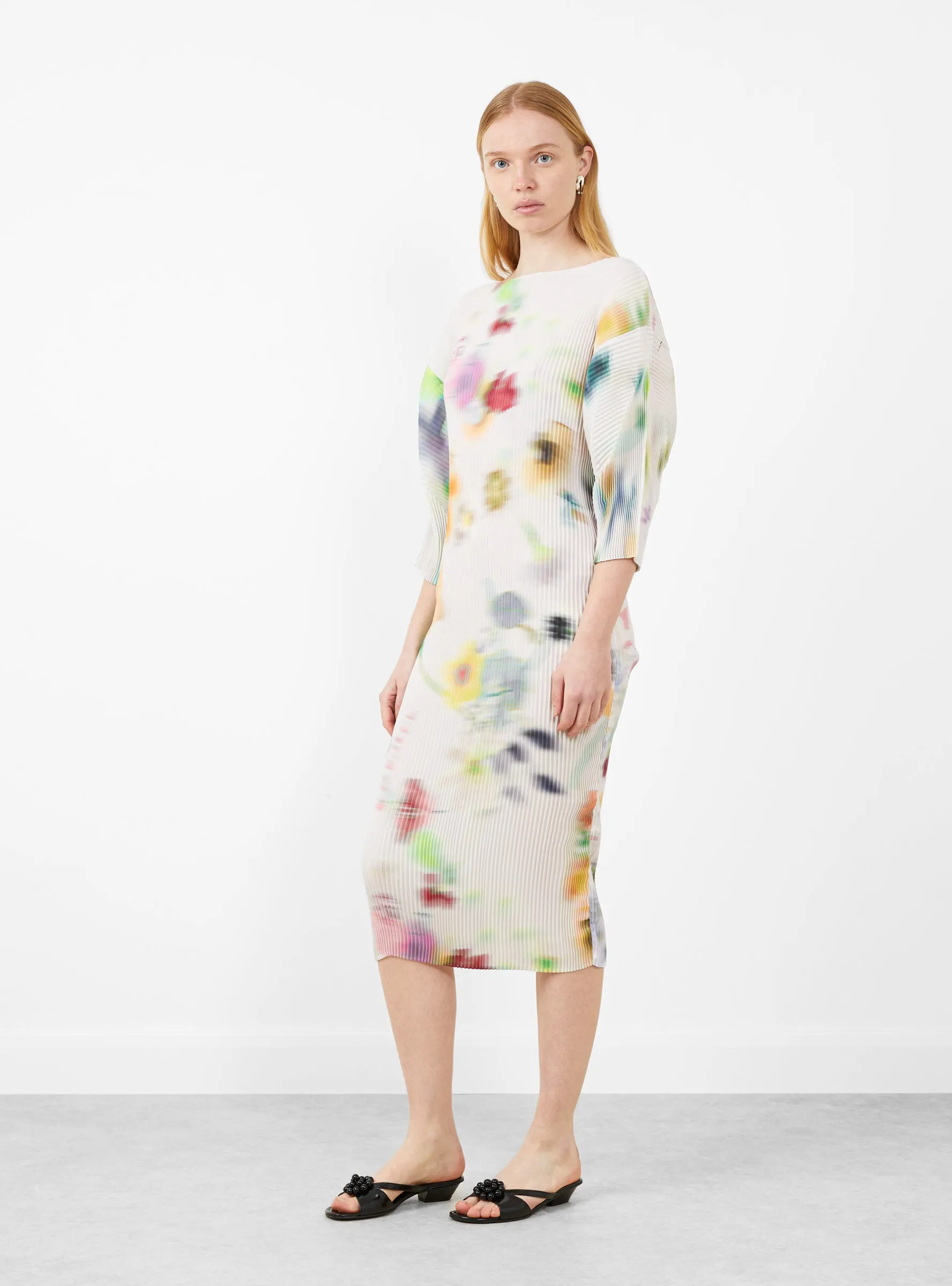 Leila Pleated Dress Mayu White