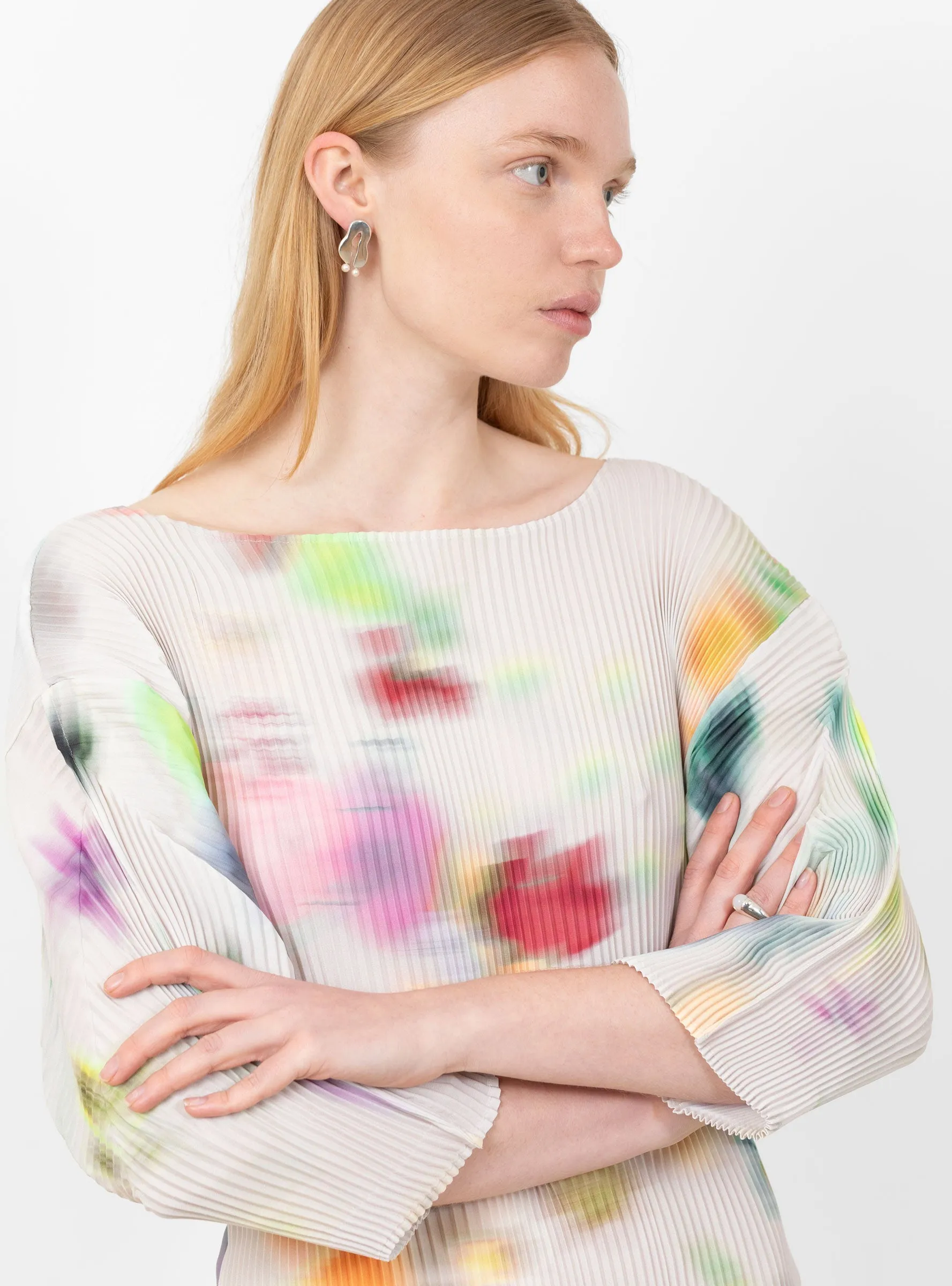 Leila Pleated Dress Mayu White