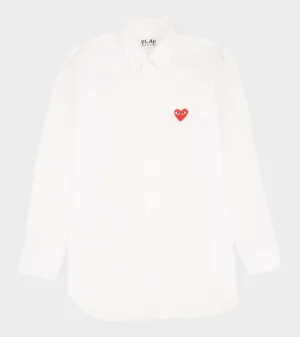 M Red Heart Shirt White