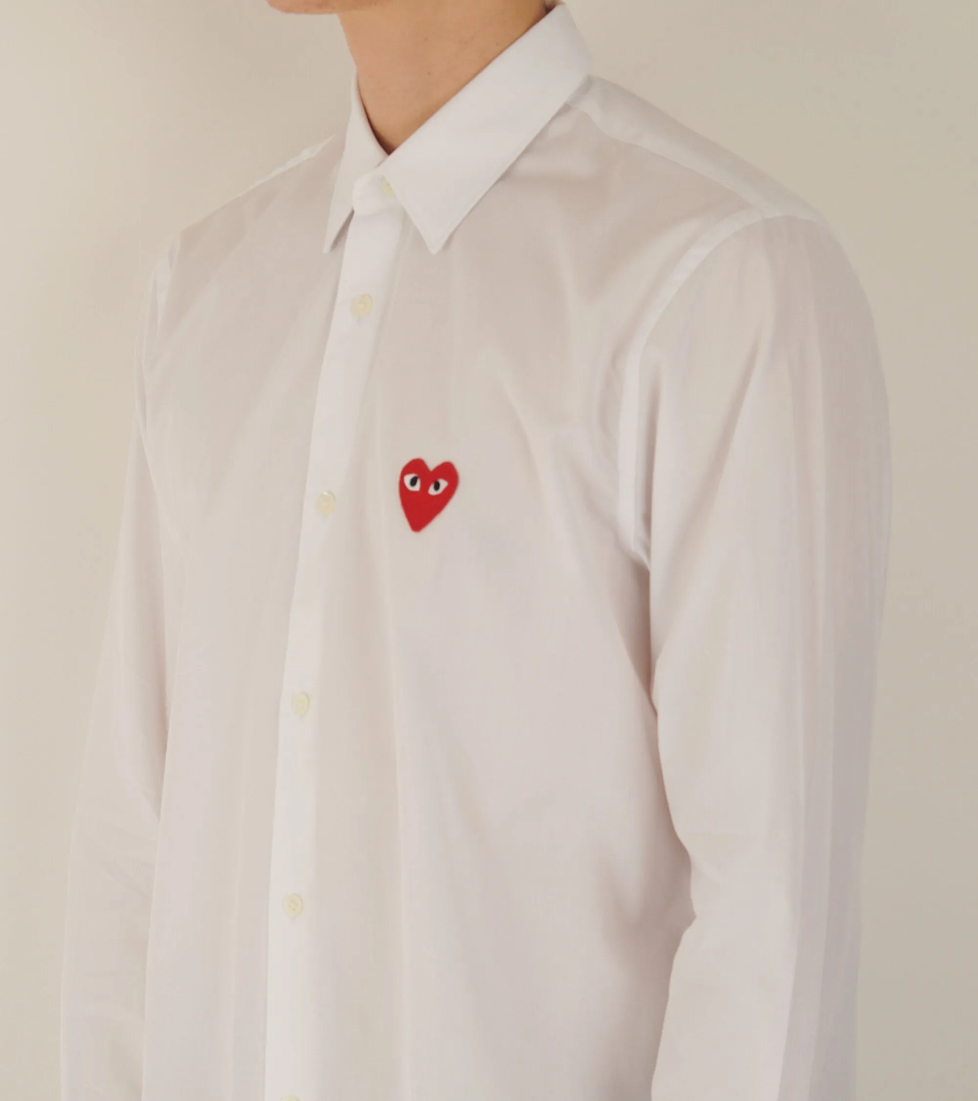 M Red Heart Shirt White