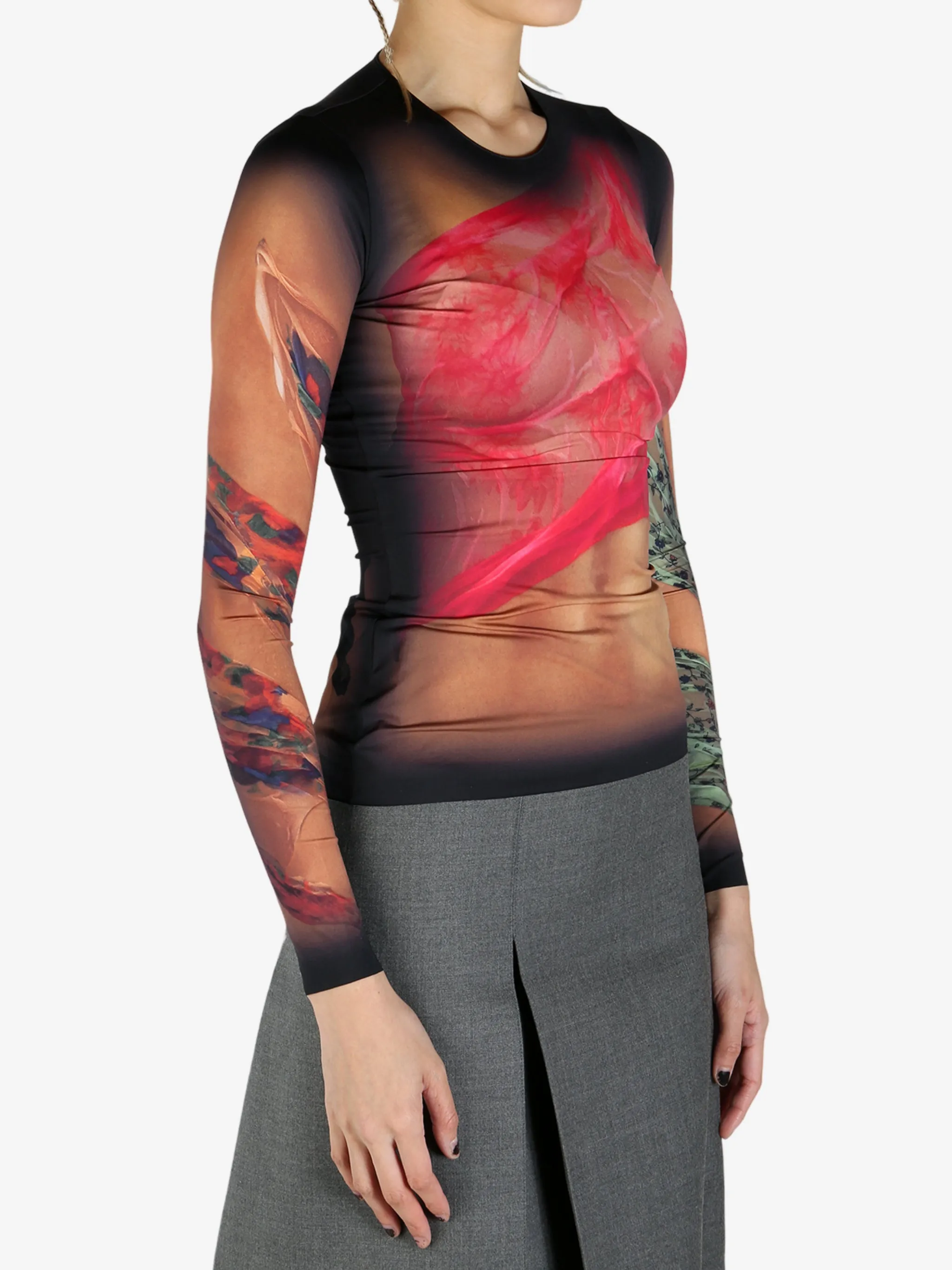MARINE SERRE - Women RecycledDrapedStatueJerseySSCrewneckTop