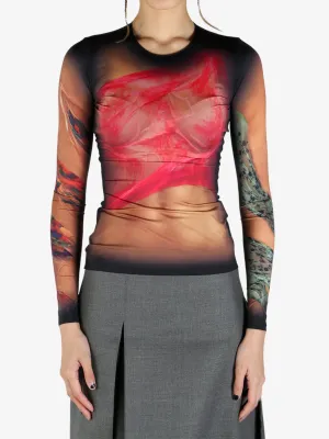 MARINE SERRE - Women RecycledDrapedStatueJerseySSCrewneckTop