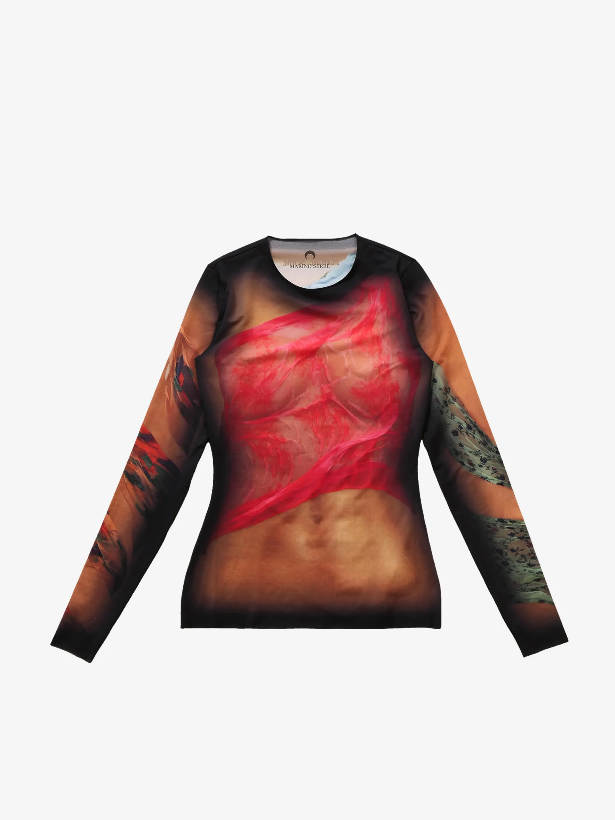 MARINE SERRE - Women RecycledDrapedStatueJerseySSCrewneckTop