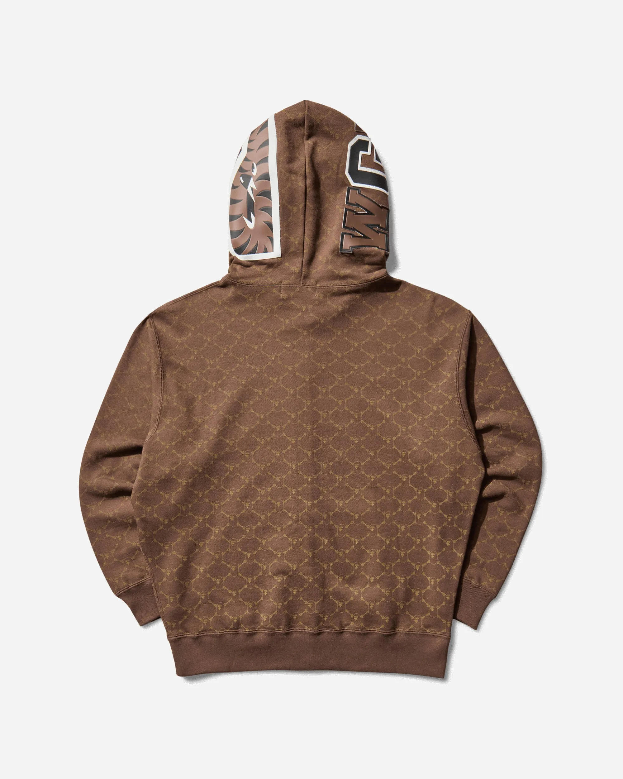 Men's College Monogram Shark Full Zip Hoodie Brown