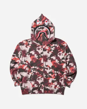 Men's Map Camo Shark Full Zip Hoodie Red