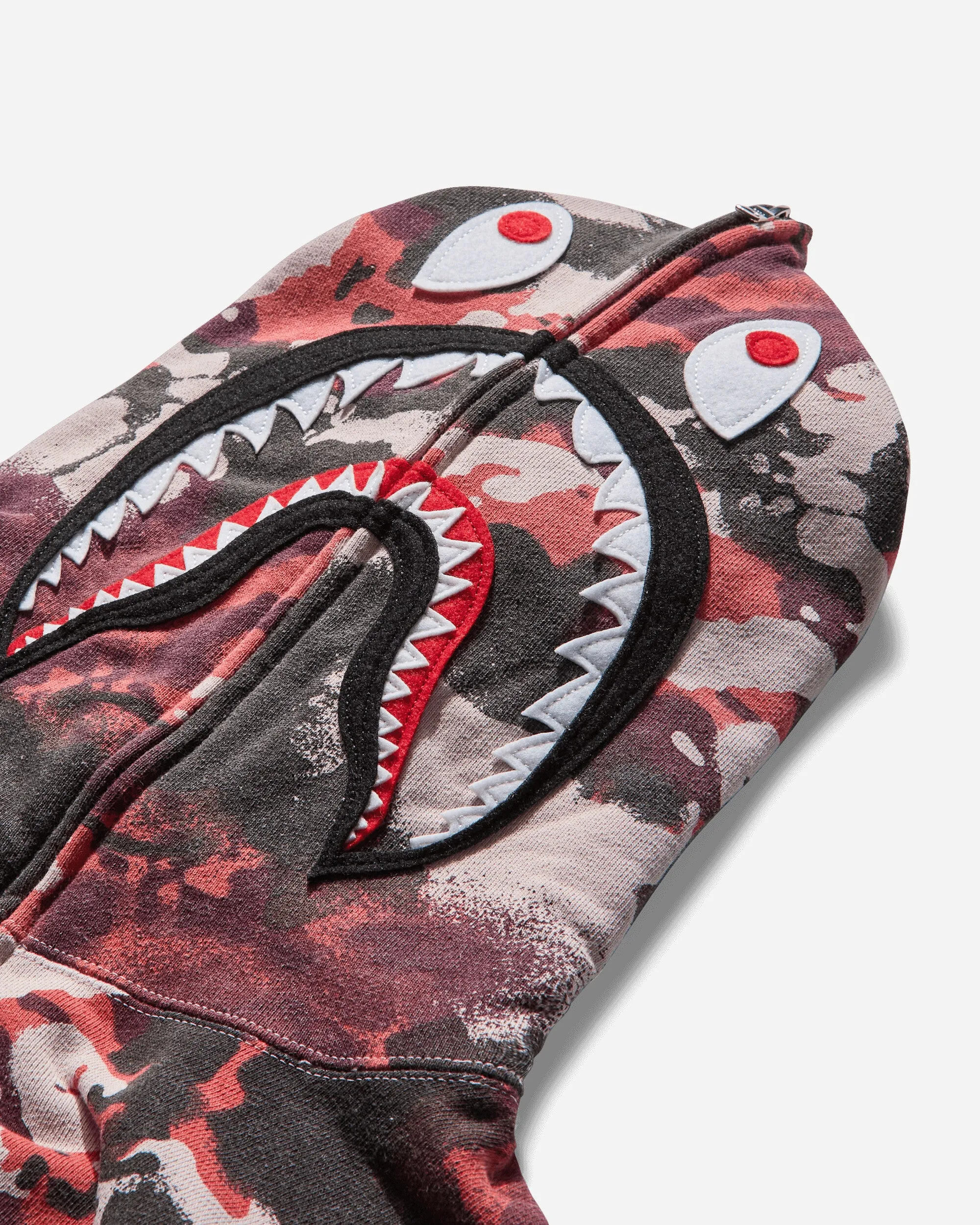 Men's Map Camo Shark Full Zip Hoodie Red