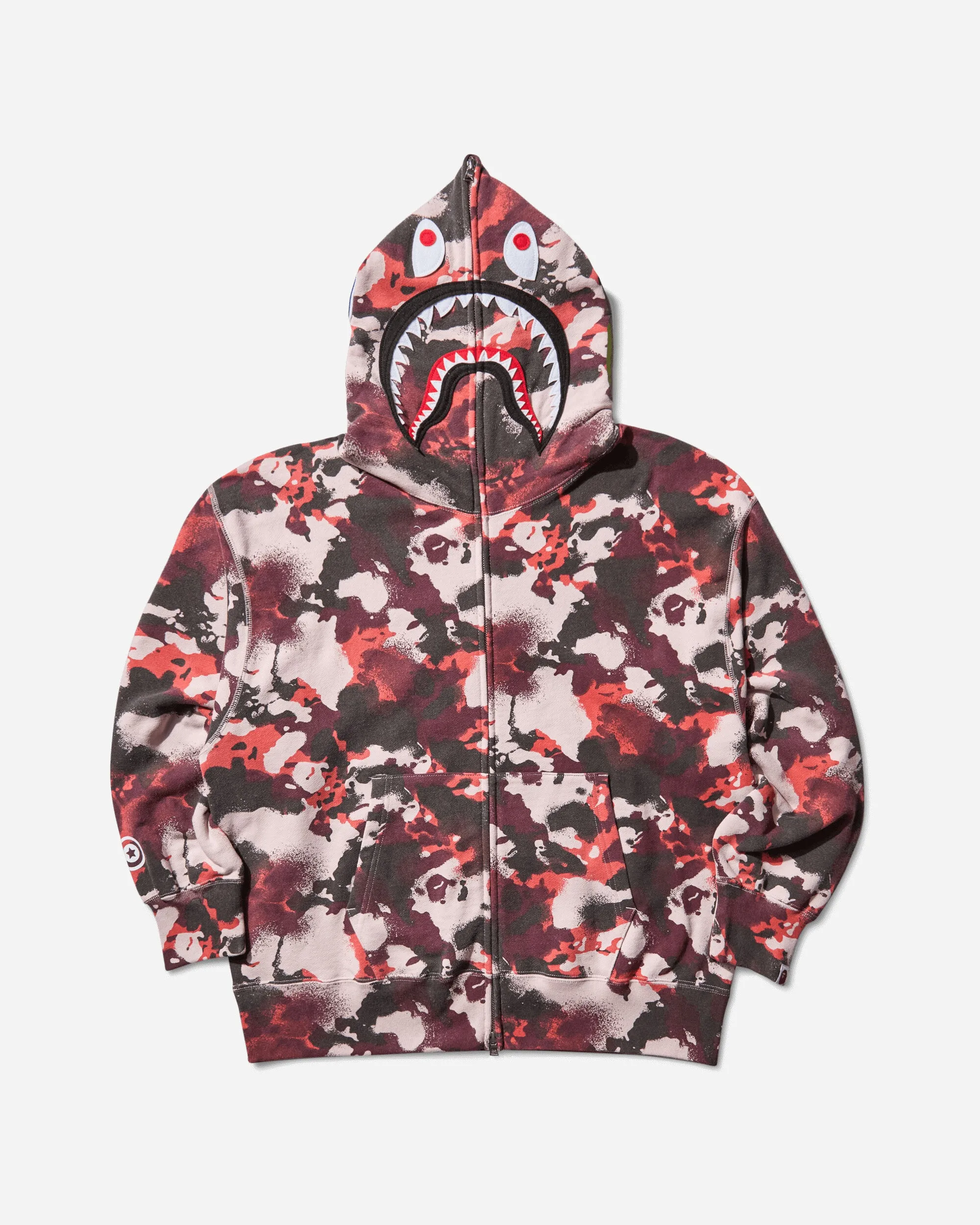 Men's Map Camo Shark Full Zip Hoodie Red