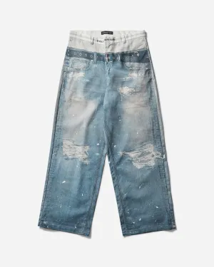Men's Trompe-L'oeil Denim Pants Blue