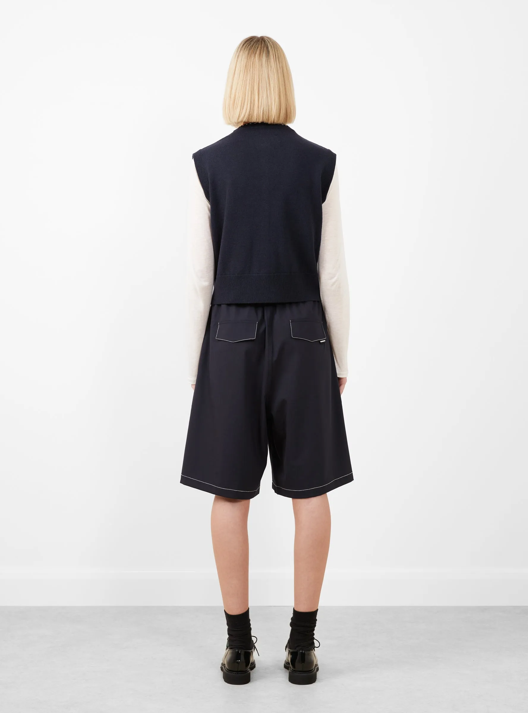 Merino Wool Stitched Waistcoat Navy