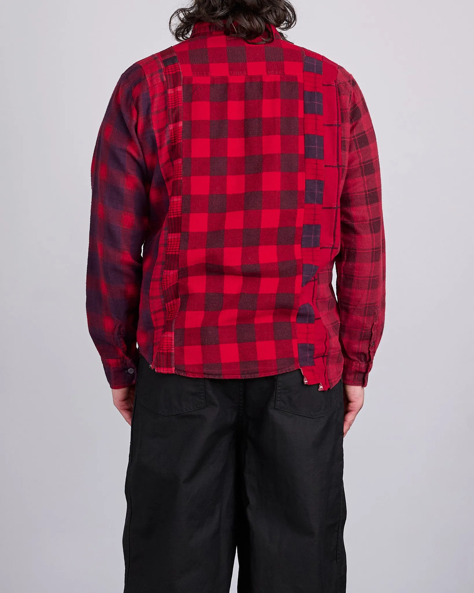 Needles Rebuild Flannel Button Shirt 7-Cuts Red Overdye