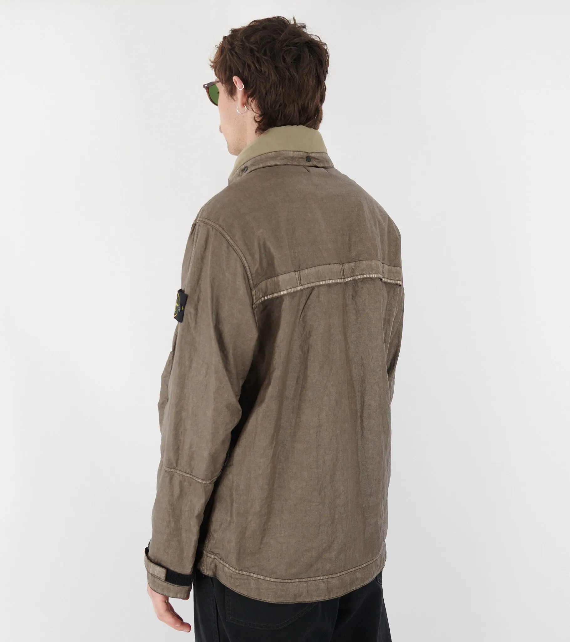 Raw Linen Plated-OVD Jacket Brown