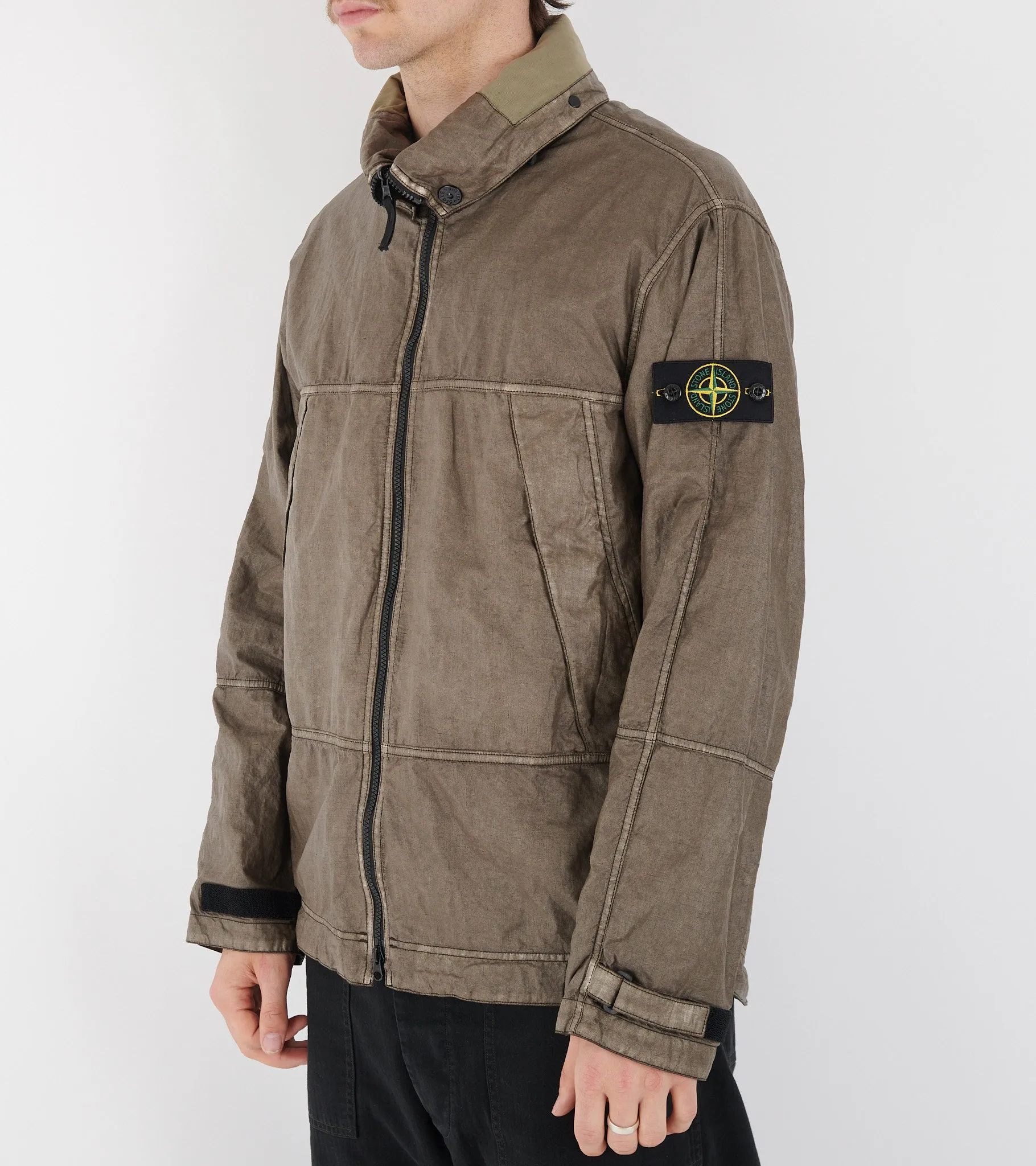 Raw Linen Plated-OVD Jacket Brown