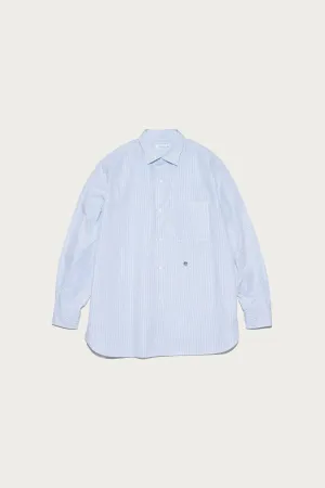 Regular Collar Stripe Wind Shirt - Sax