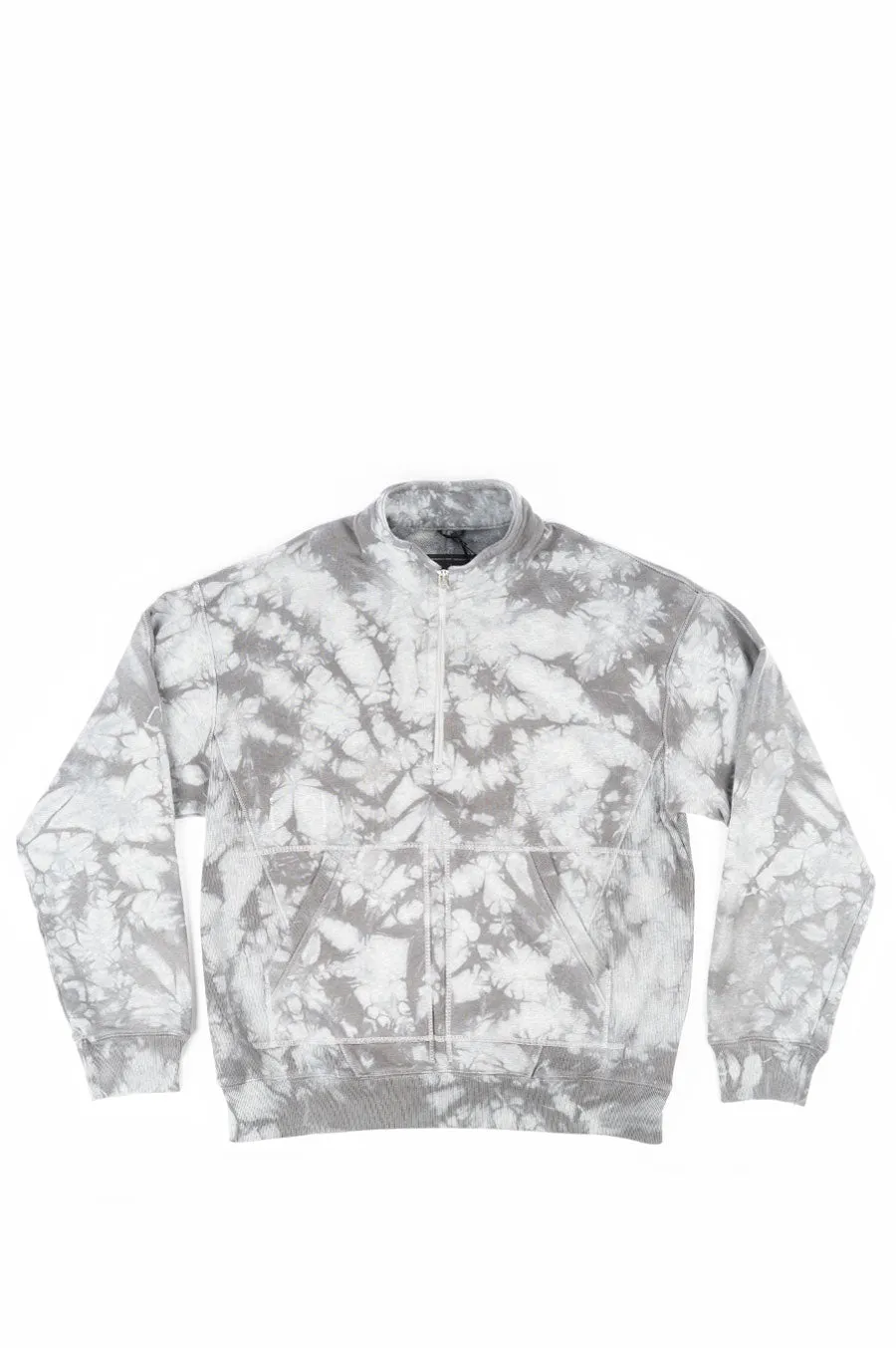 REIGNING CHAMP S04 TIE DYE HALF ZIP HEATHER GREY