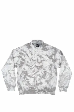 REIGNING CHAMP S04 TIE DYE HALF ZIP HEATHER GREY