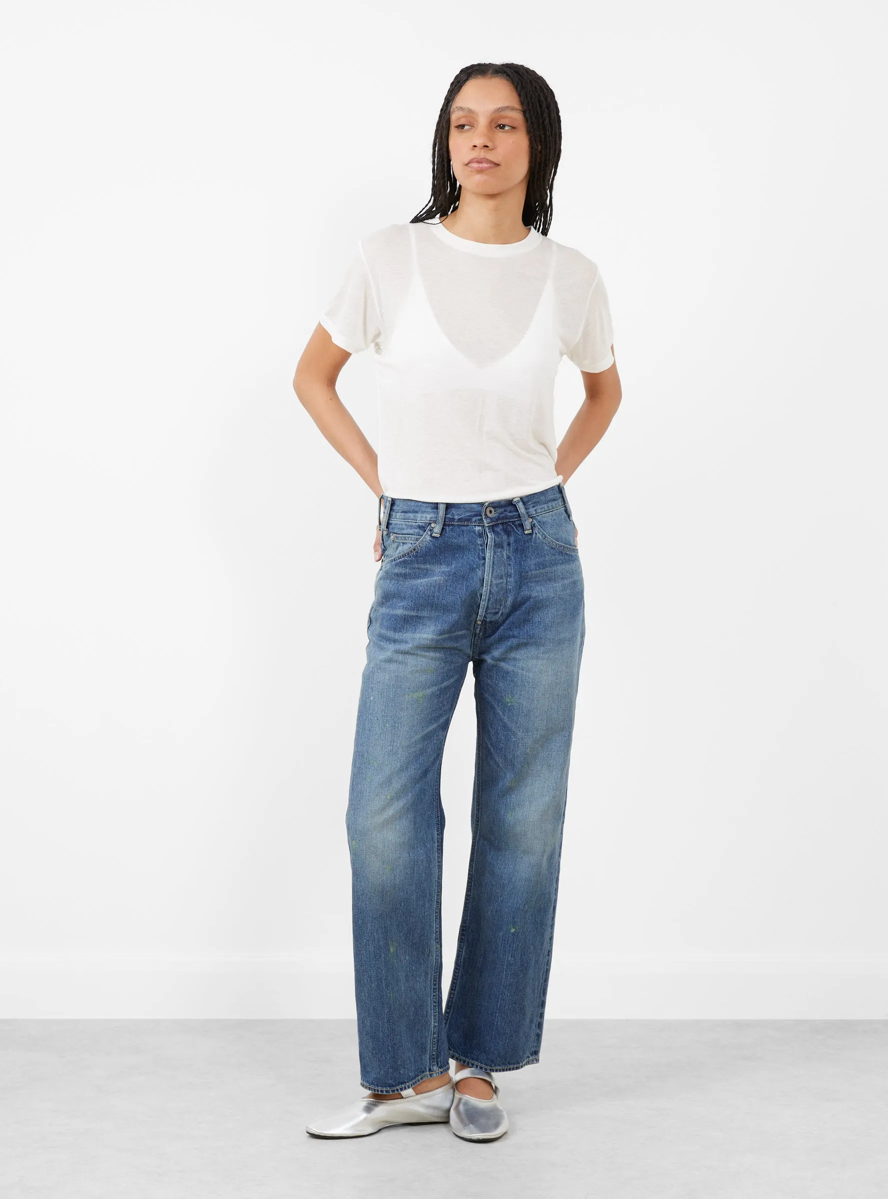 Selvedge Denim Narrow Straight Cut Medium Splatter