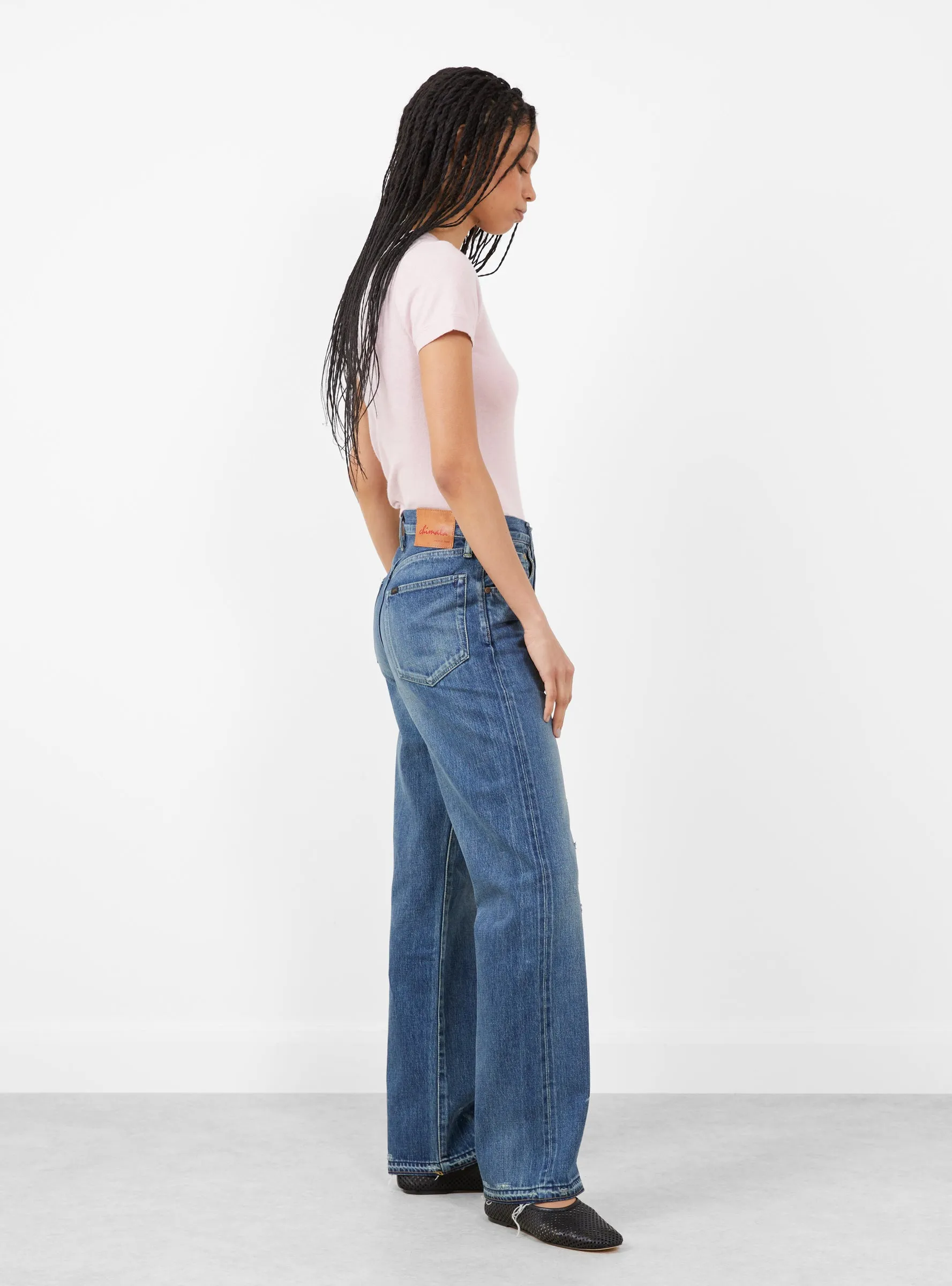 Selvedge Denim Straight Cut Dark Distress