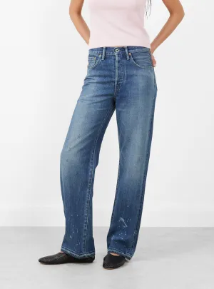 Selvedge Denim Straight Cut Dark Distress