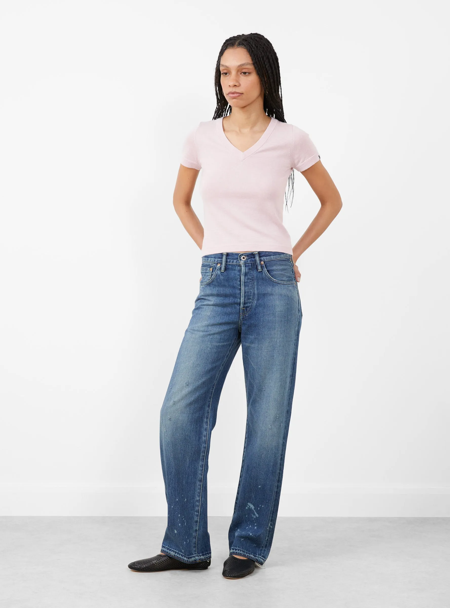 Selvedge Denim Straight Cut Dark Distress