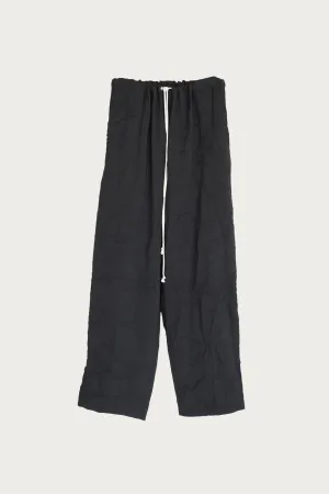 Simple Pants - Black Wrinkled Wool/Poly Twill
