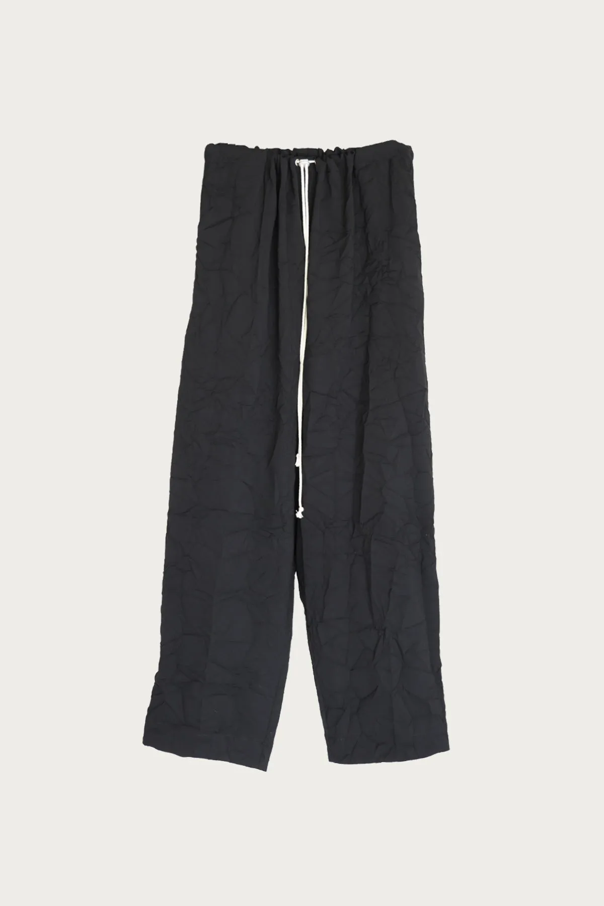 Simple Pants - Black Wrinkled Wool/Poly Twill