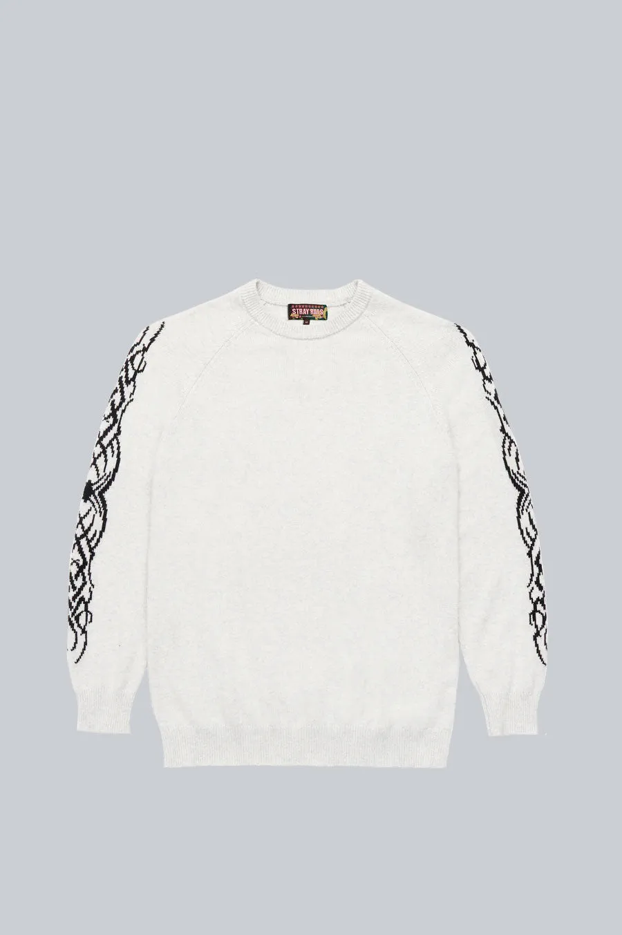 STRAY RATS TRIBAL WOOL RAGLAN SWEATER GREY
