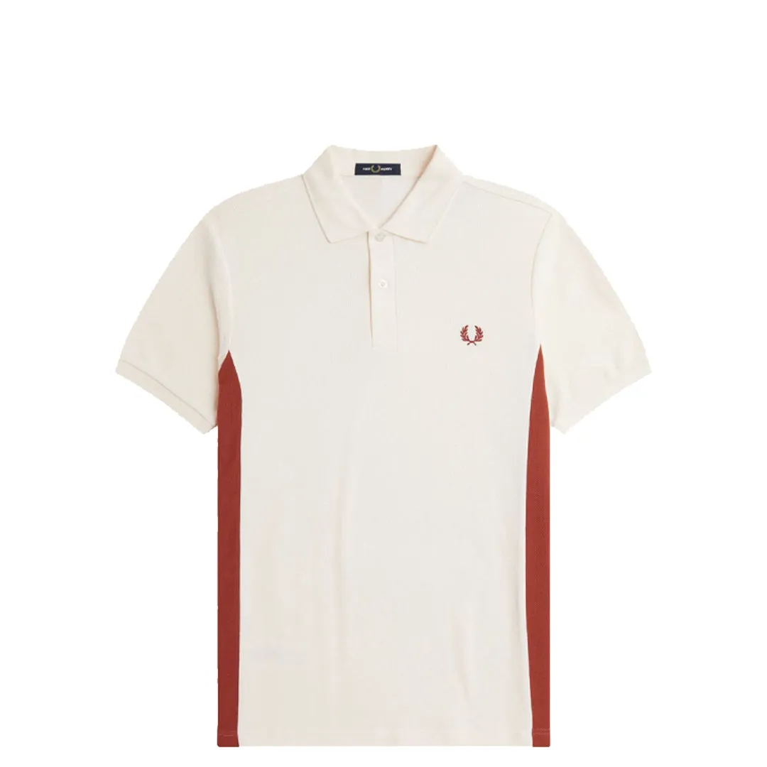 TEXTURED PANEL POLO SHIRT LIGHT ECRU