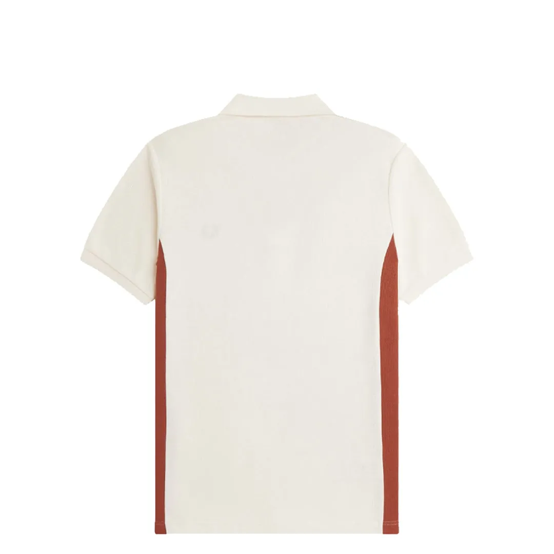 TEXTURED PANEL POLO SHIRT LIGHT ECRU